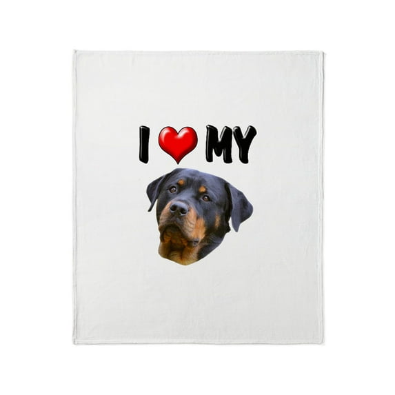 CafePress - I Love My Rottweiler 2 Throw Blanket - Soft Fleece Throw Blanket, 50"x60" for All Ages