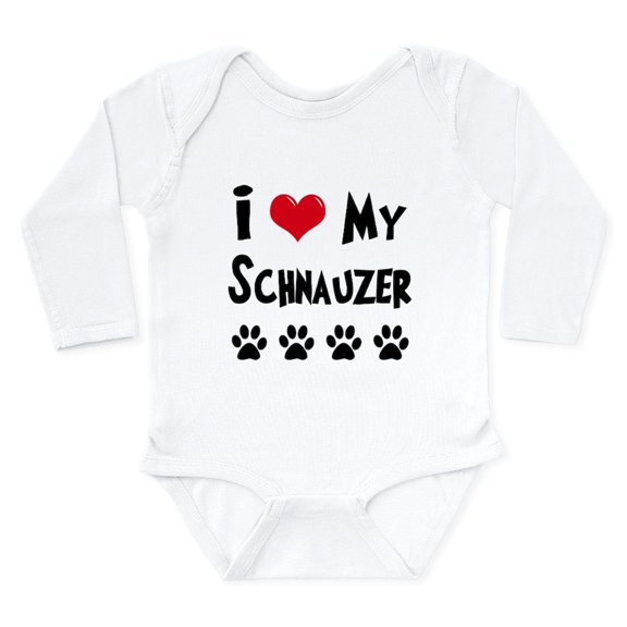 CafePress - I Love My Schnauzer Body Suit - Long Sleeve Cotton Baby Bodysuit
