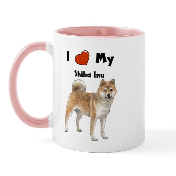 CafePress - I Love My Shiba Inu Mug - 11 oz Ceramic Mug - Novelty Coffee Tea Cup