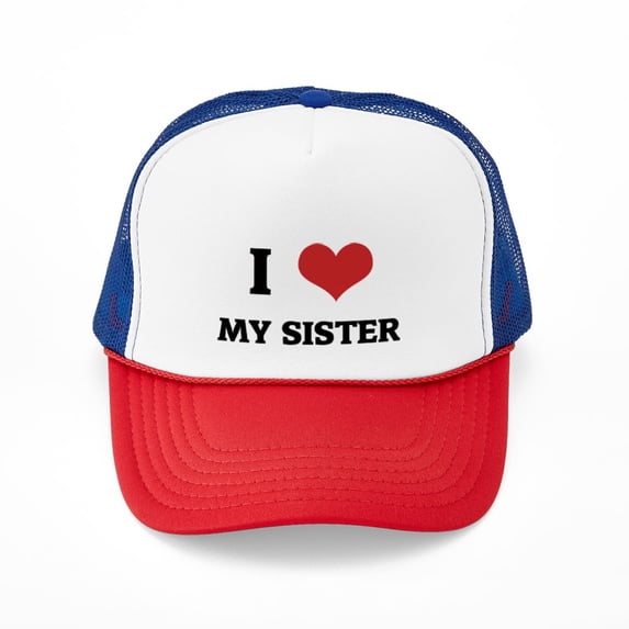 CafePress - I Love My Sister - Adjustable Unisex Printed Trucker Hat with Mesh Back