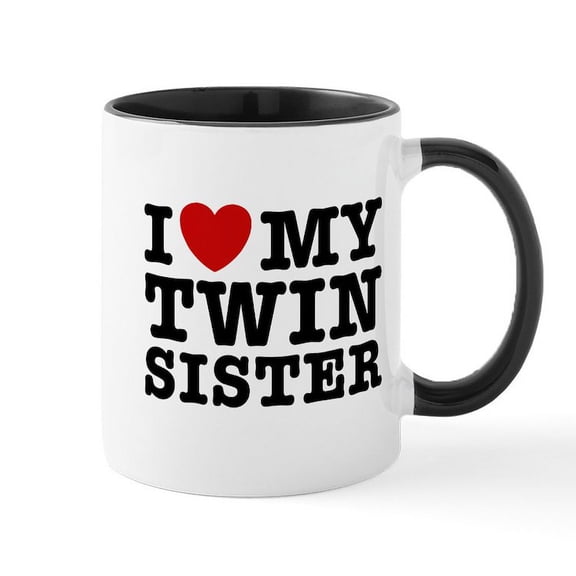CafePress - I Love My Twin Sister Mug - 11 oz Ceramic Mug - Novelty Coffee Tea Cup