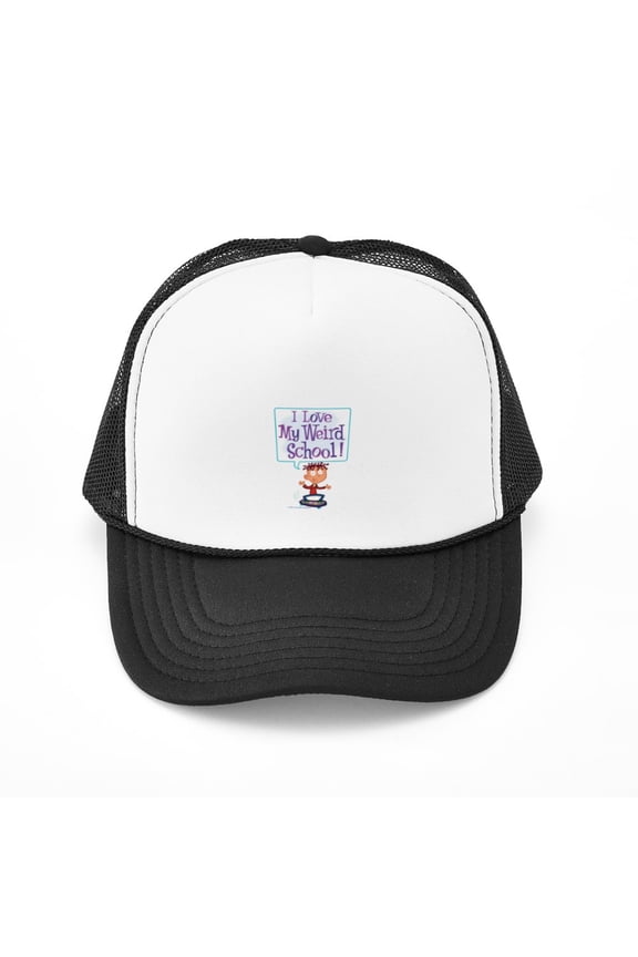 - I Love My Weird School! - Adjustable Unisex Printed Trucker Hat with Mesh Back