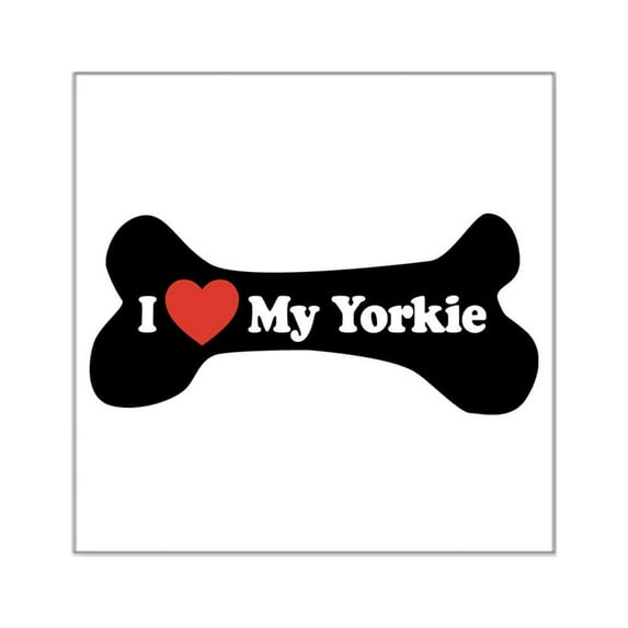CafePress - I Love My Yorkie Dog Bone Square Sticker 3 X 3 - Square Sticker 3" x 3"