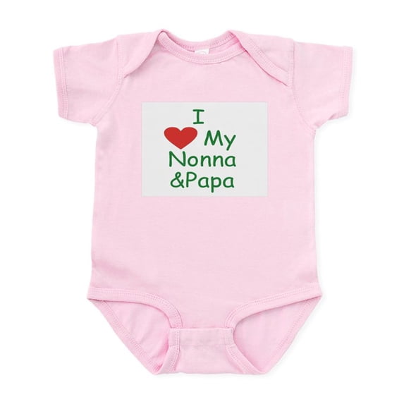 CafePress - I Love Nonna & Papa Green Infant Bodysuit - Baby Light Bodysuit, Size Newborn - 24 Months