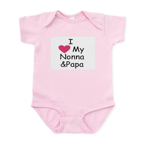CafePress - I Love Nonna & Papa Pink Infant Bodysuit - Baby Light Bodysuit, Size Newborn - 24 Months