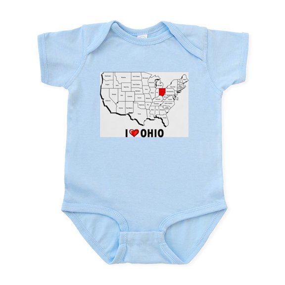 CafePress - I Love Ohio Infant Bodysuit - Baby Light Bodysuit, Size Newborn - 24 Months
