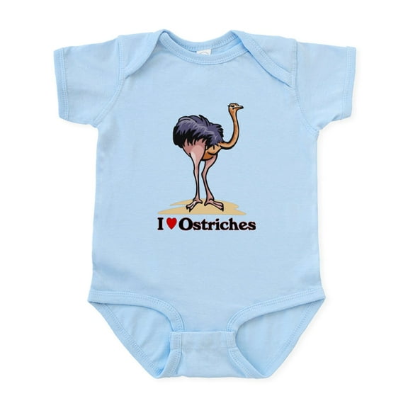 CafePress - I Love Ostriches Infant Bodysuit - Baby Light Bodysuit, Size Newborn - 24 Months