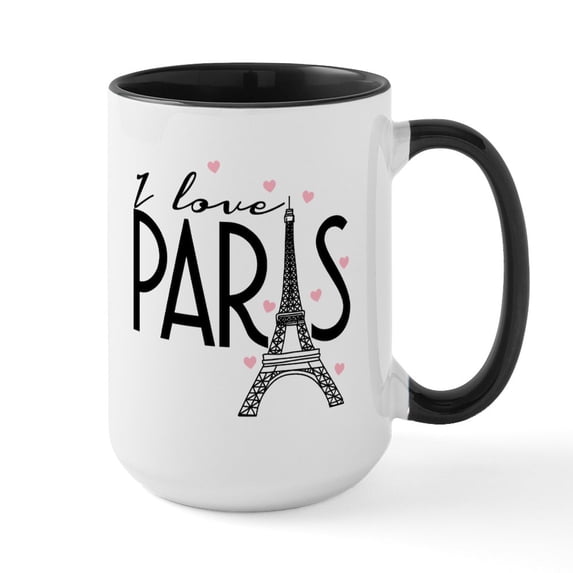 CafePress - I Love Paris - 15 oz Ceramic Large White Novelty Mug