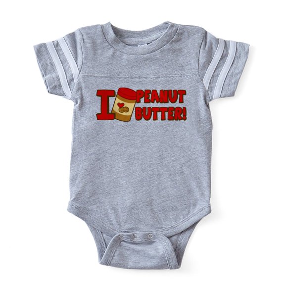 CafePress - I Love Peanut Butter_Cl - Cute Infant Baby Football Bodysuit