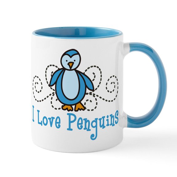 CafePress - I Love Penguins Mug - 11 oz Ceramic Mug - Novelty Coffee Tea Cup