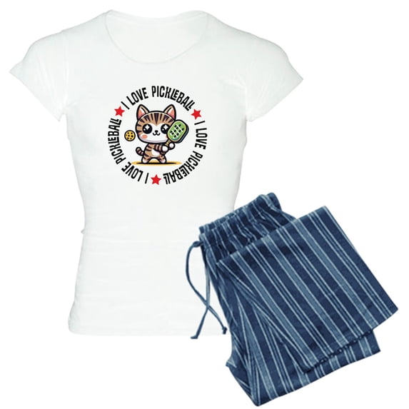 CafePress - I Love Pickleball - Women's Short Sleeve Print T-Shirt and Pants Light Cotton Pajama Set