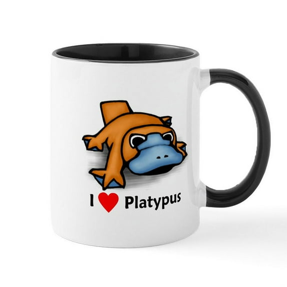 CafePress - I Love Platypus Mug - 11 oz Ceramic Mug - Novelty Coffee Tea Cup