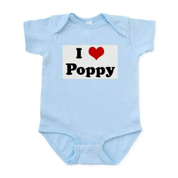 CafePress - I Love Poppy Infant Bodysuit - Baby Light Bodysuit, Size Newborn - 24 Months