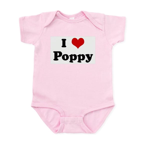 CafePress - I Love Poppy Infant Bodysuit - Baby Light Bodysuit, Size Newborn - 24 Months