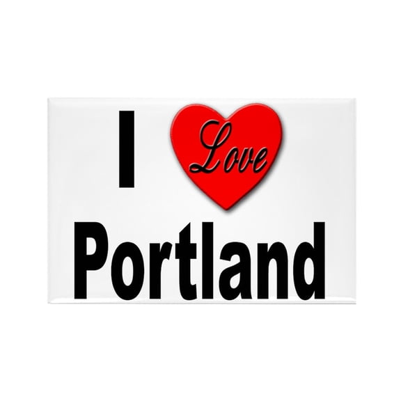 CafePress - I Love Portland - Rectangle Magnet, 2"x3" Refrigerator Magnet