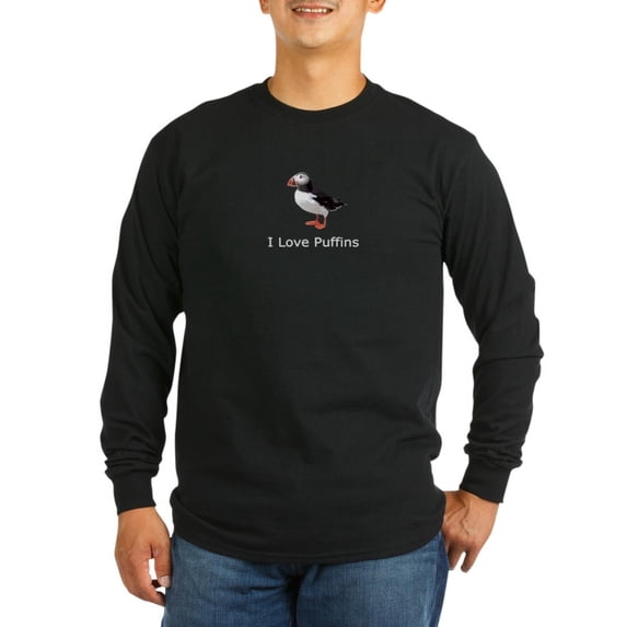 CafePress - I Love Puffins - Long Sleeve Dark T-Shirt