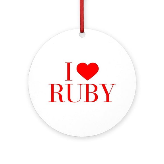CafePress - I Love RUBY Bau Red 500 - Round Wood Ornament 4"