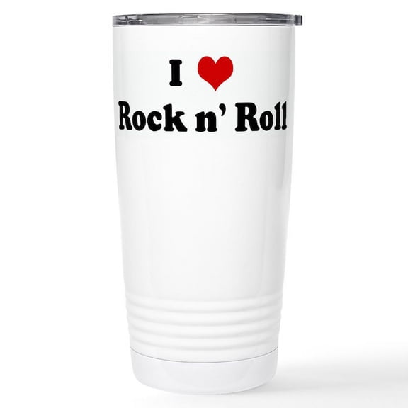 CafePress - I Love Rock N' Roll Stainless Steel Travel Mug - Insulated Stainless Steel Travel Tumbler 20 oz.