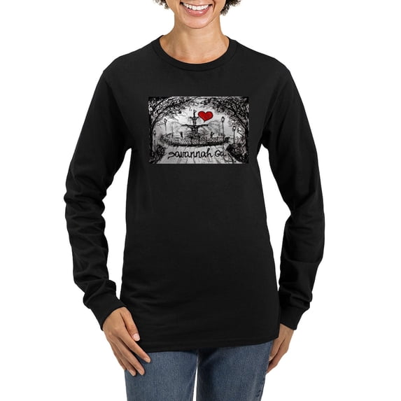 CafePress - I Love Savannah Ga Long Sleeve T Shirt - Women's Long Sleeve Graphic Tee Casual Fit