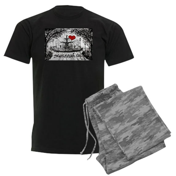 CafePress - I Love Savannah Ga Men's Dark Pajamas - Men's Dark Loose Fit Cotton Pajama Set