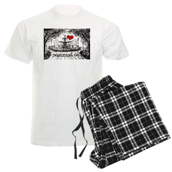 CafePress - I Love Savannah Ga Men's Light Pajamas - Men's Light Loose Fit Cotton Pajama Set