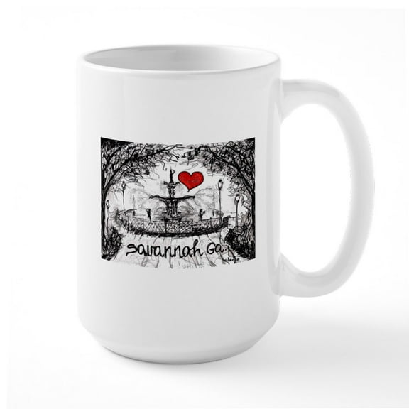 CafePress - I Love Savannah Ga Mugs - 15 oz Ceramic Large White Novelty Mug