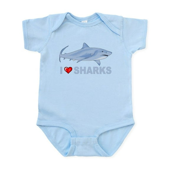 CafePress - I Love Sharks Infant Bodysuit - Baby Light Bodysuit, Size Newborn - 24 Months