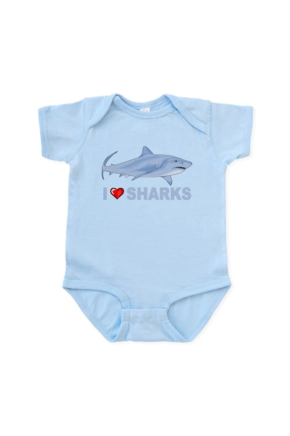 - I Love Sharks Infant Bodysuit - Baby Light Bodysuit, Size Newborn - 24 Months