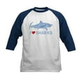 thumbnail image 1 of CafePress - I Love Sharks Kids Baseball Jersey - Kids Cotton Baseball Jersey, 3/4 Sleeve Shirt, 1 of 4