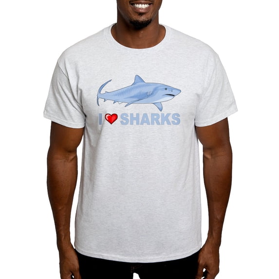 CafePress - I Love Sharks Light T Shirt - Men's Classic Graphic T-Shirt