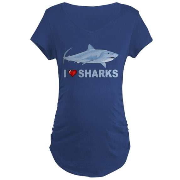 CafePress - I Love Sharks Maternity Dark T Shirt - Maternity Dark T-Shirt