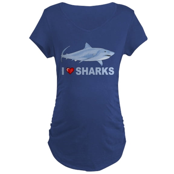 CafePress - I Love Sharks Maternity Dark T Shirt - Maternity Dark T-Shirt