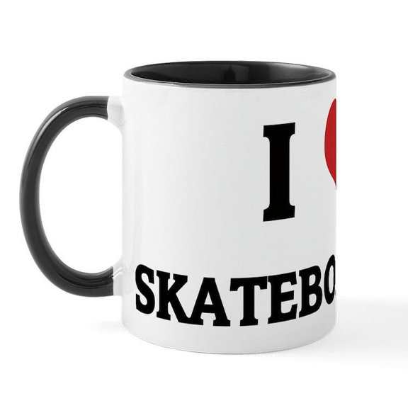 CafePress - I Love Skateboarding Mug - 11 oz Ceramic Mug - Novelty Coffee Tea Cup
