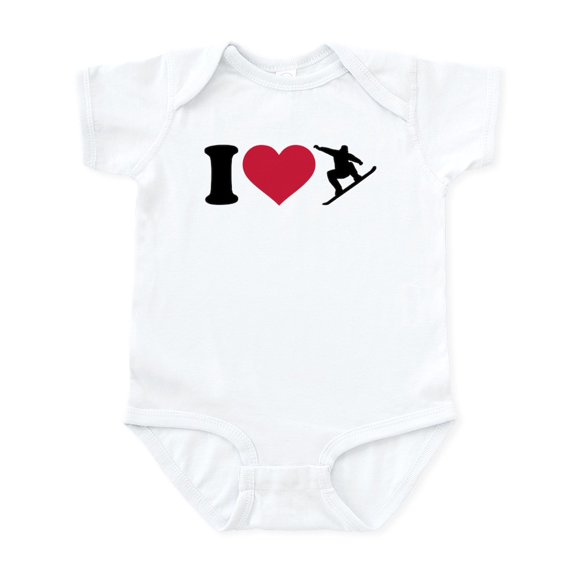 CafePress - I Love Snowboarding Infant Bodysuit - Baby Light Bodysuit, Size Newborn - 24 Months