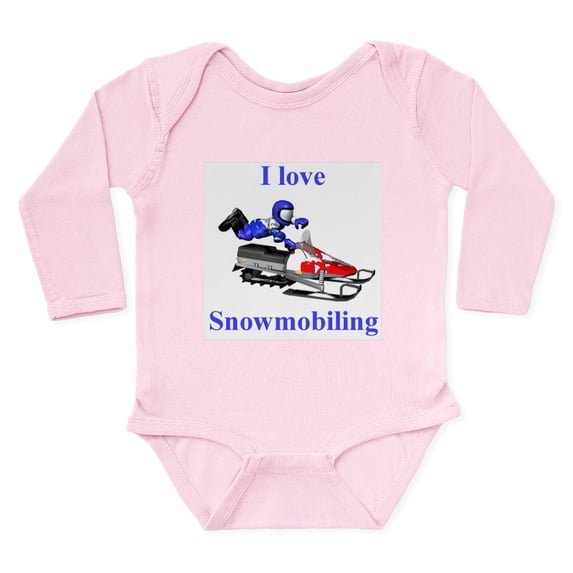 CafePress - I Love Snowmobiling Body Suit - Long Sleeve Cotton Baby Bodysuit