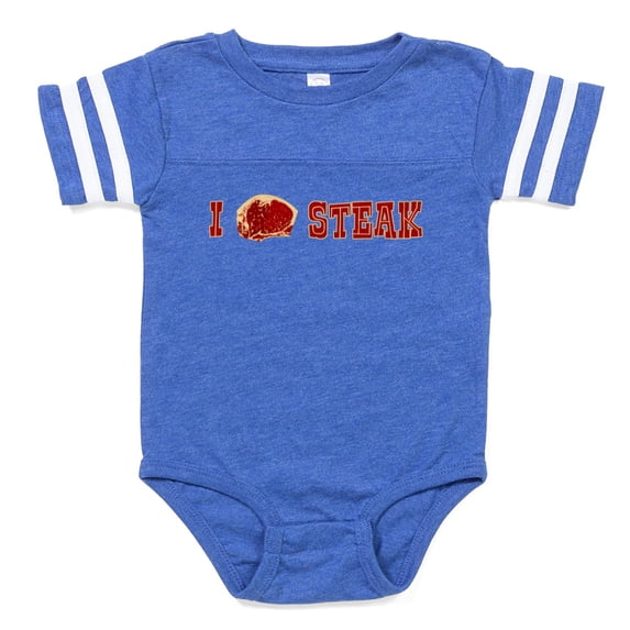 CafePress - I Love Steak - Cute Infant Baby Football Bodysuit