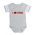 thumbnail image 1 of CafePress - I Love Steak - Cute Infant Baby Football Bodysuit, 1 of 3
