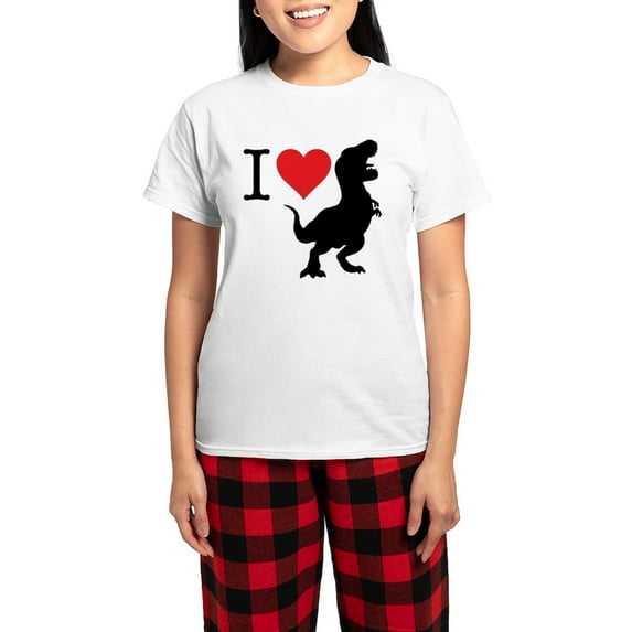 CafePress - I Love T Rex Women's Light Pajamas - Women's Short Sleeve Print T-Shirt and Pants Light Cotton Pajama Set