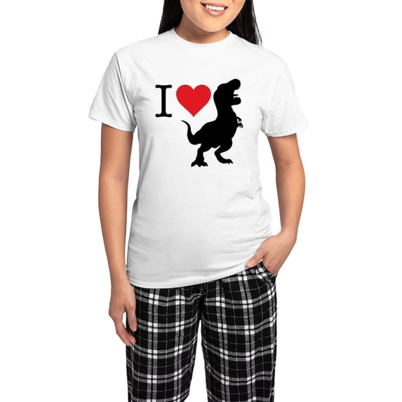 CafePress - I Love T Rex Women's Light Pajamas - Women's Short Sleeve Print T-Shirt and Pants Light Cotton Pajama Set