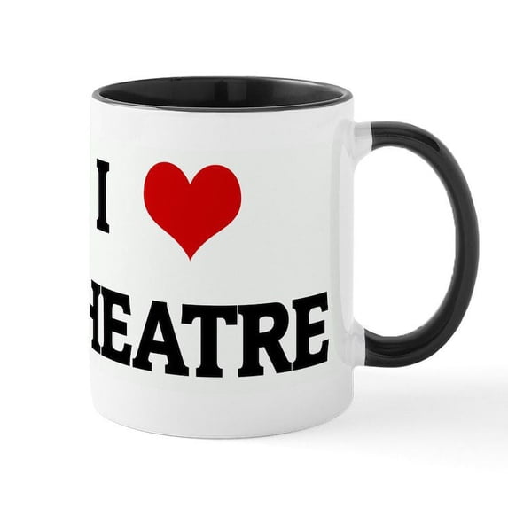 CafePress - I Love THEATRE Mug - 11 oz Ceramic Mug - Novelty Coffee Tea Cup