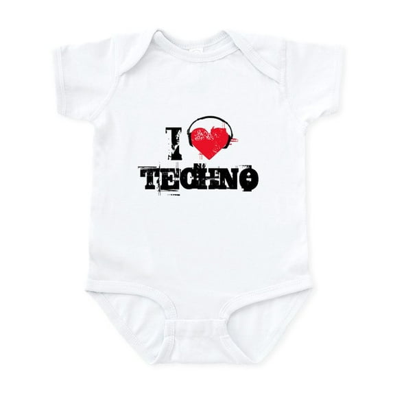 CafePress - I Love Techno Infant Bodysuit - Baby Light Bodysuit, Size Newborn - 24 Months
