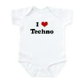 thumbnail image 1 of CafePress - I Love Techno Infant Bodysuit - Baby Light Bodysuit, Size Newborn - 24 Months, 1 of 4