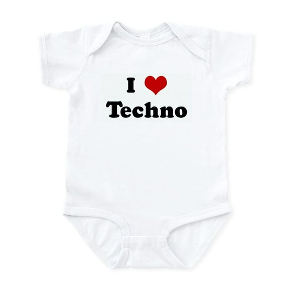 CafePress - I Love Techno Infant Bodysuit - Baby Light Bodysuit, Size Newborn - 24 Months
