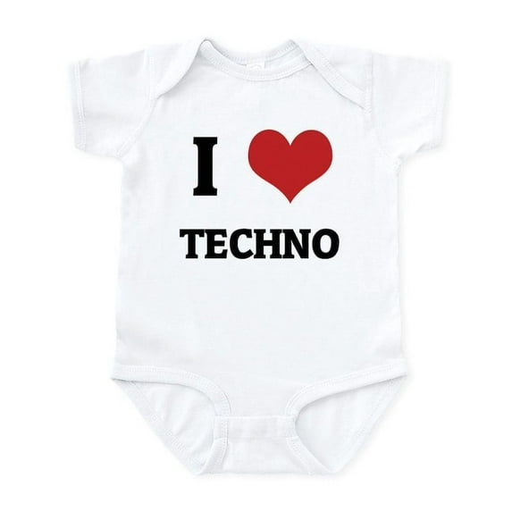 CafePress - I Love Techno Infant Creeper - Baby Light Bodysuit, Size Newborn - 24 Months
