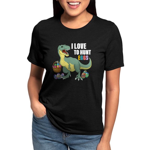 CafePress - I Love To Egg Hunt Funny Dinosaur Lover Ea T Shirt - Womens Tri-blend T-Shirt
