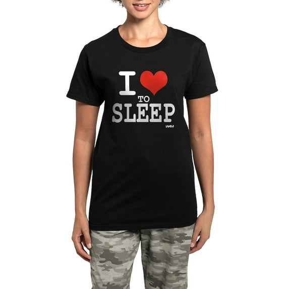 CafePress - I Love To Sleep Women's Dark Pajamas - Women's Short Sleeve Print T-Shirt and Pants Dark Cotton Pajama Set