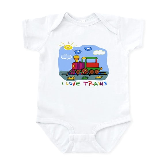 CafePress - I Love Trains Infant Bodysuit - Baby Light Bodysuit, Size Newborn - 24 Months