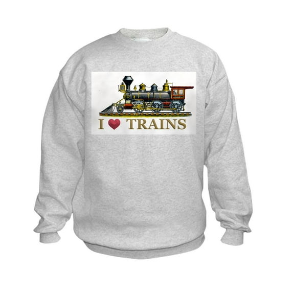 CafePress - I Love Trains Kids Sweatshirt - Kids Sweatshirt, Youth Crew Neck Sweatshirt