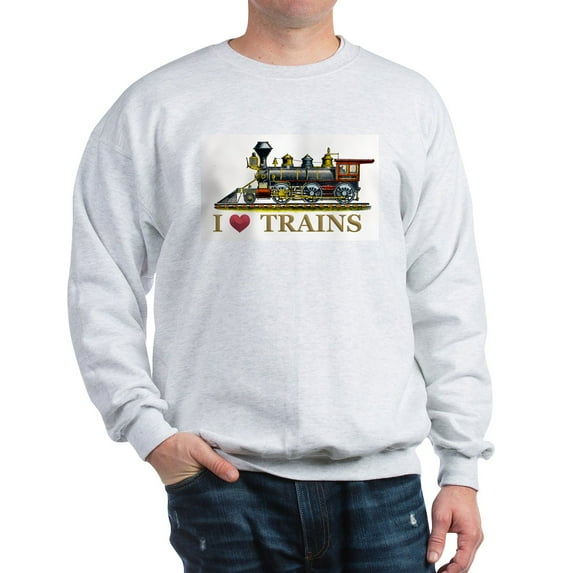 CafePress - I Love Trains Sweatshirt - Crew Neck Sweatshirt