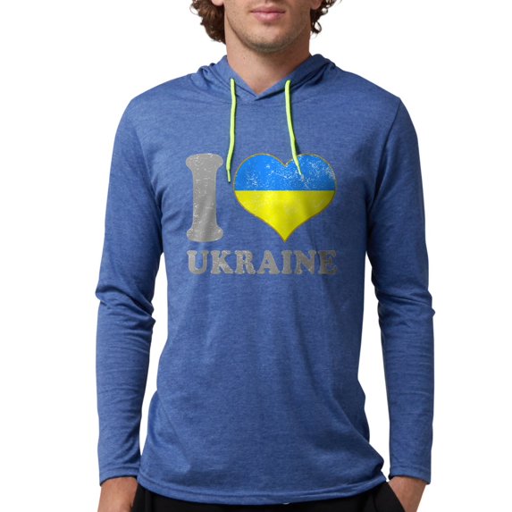 CafePress - I Love Ukraine Native Ukrainia Long Sleeve T Shirt - Mens Hooded Shirt